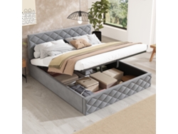 Cama Individual Con Almacenamiento Hidráulico De 140x200 Cm, Diseño Elegante, Color Gris.