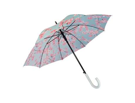 Paraguas grande “flores sakura” Paraguas juvenil de flores azul y rosa Paraguas automático con botón Paraguas resistente estampado 106 cm de diámet...