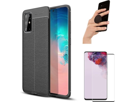 Carcasa, Protector y Popsocket Samsung S20 Plus Rugged Leather Negro