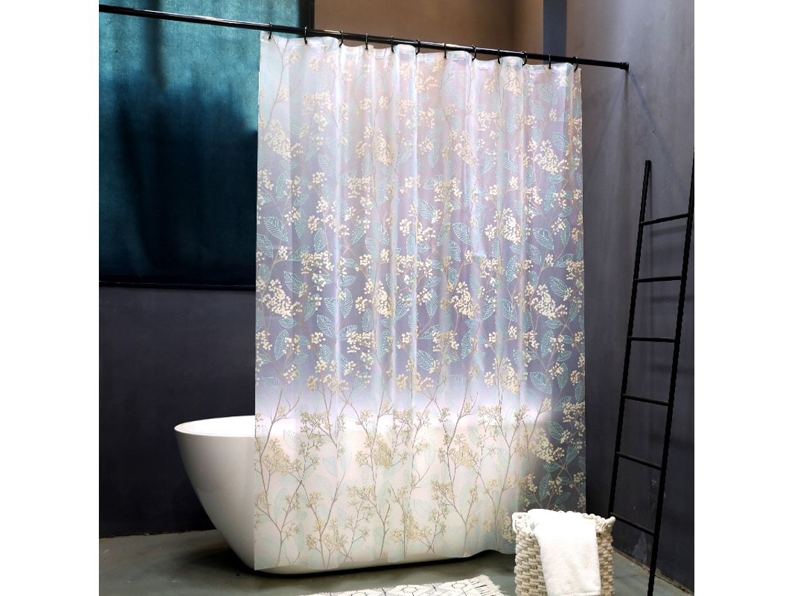 Cortina de ducha transparente EVA de 180 x 180 cm, Showe Jortmrd