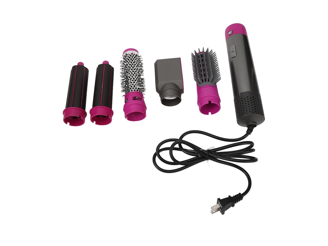Set De Secador De Pelo 5 En 1 Cepillo Eléctrico Rojo Rosa Para Alisado Y Peinado