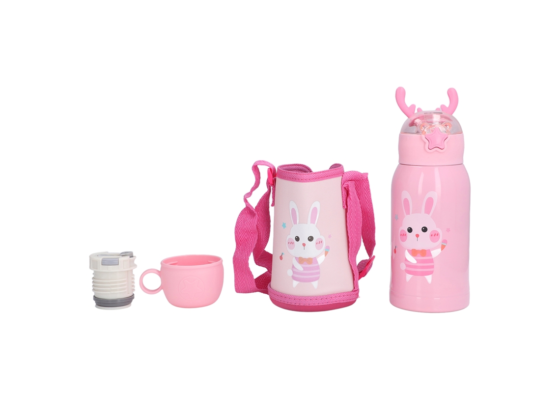 Vaso térmico de acero inoxidable de 500 ml con pajita para niños con indicador de temperatura