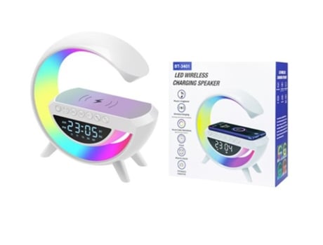 Altavoz inalámbrico portátil RGB, 2 em 1, con carga Magsafe/Wireless, con Visor Led, M2 TEC BT-3401 Blanco