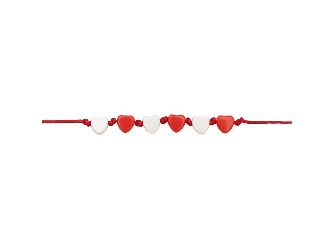165 Cuentas Cardíacas 5 X 7 Mm De Diseño Rico En Blanco Y Rojo