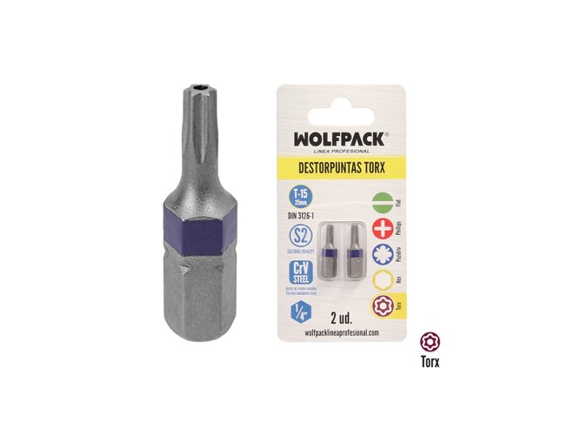 Destorpuntas Torx T15 (2 Piezas) Acero S2 Al Cromo Vanadio