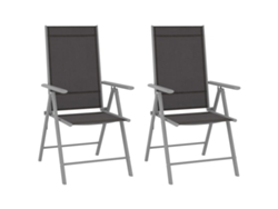 Sillas de jardín plegables DKD Home Decor de 2 piezas en textileno negro
