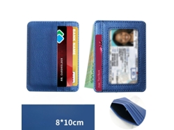 Cartera delgada frontal con bloqueo RFID y ventana para identificación, para hombre/mujer, azul, Hexinyigjly