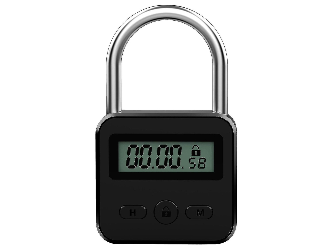Candado De Temporizador Lcd De Metal Con Bloqueo Automático, 99 Horas Máx, Usb Recargable, Negro, Para Uso Versátil