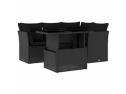 Conjunto 5 de muebles de jardín VIDAXL y cojines ratán sintético negro