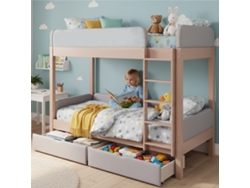 Litera Infantil Con Borde Suave Y Acolchado Anticolisión, Escalera Recta De Cuatro Peldaños, Dos Cajones Y Base De Láminas Resistente.