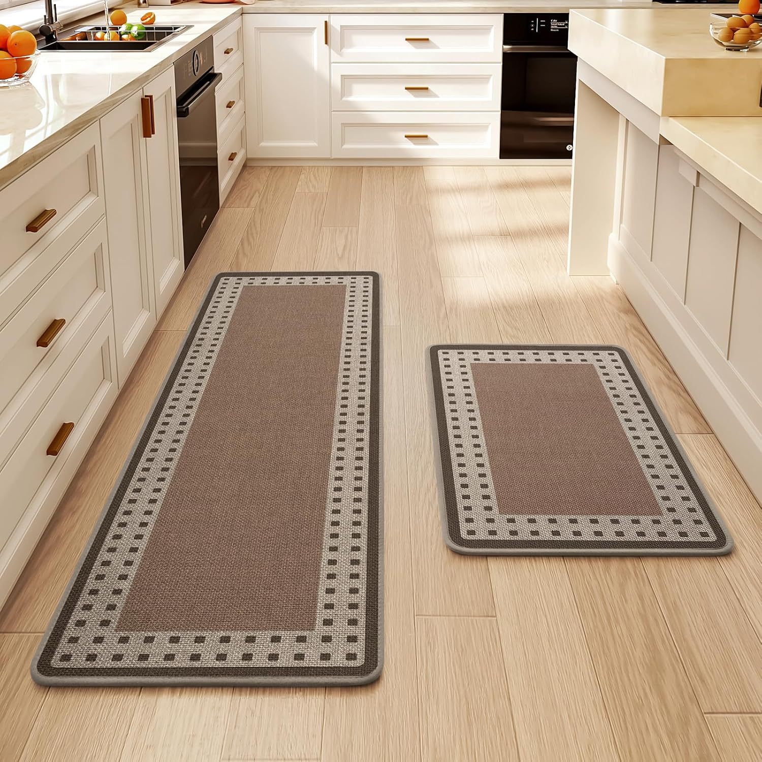 Alfombrilla Antideslizante Y Absorbente De 2 Piezas Para Cocina Y Pasillo Digitallab (marrón, 40x60cm/40x120cm)