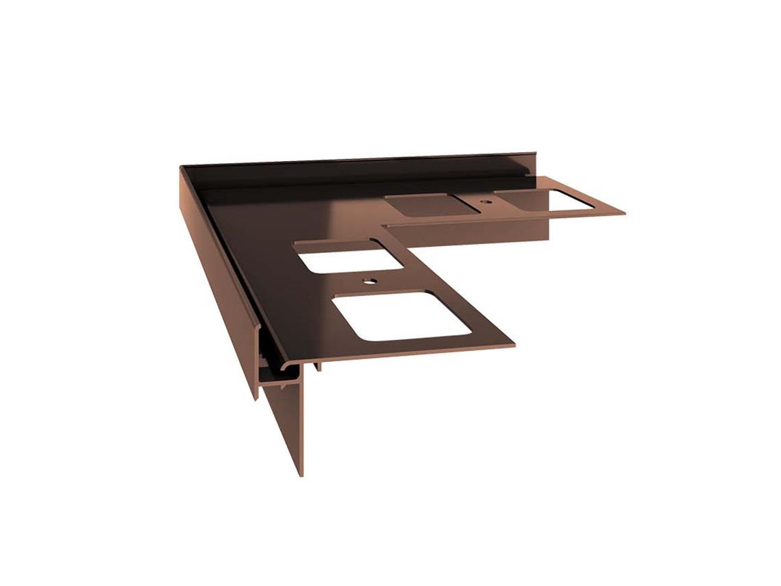 Esquina RENOPLAST de aluminio 90 para perfil de alero K35 Marrón Acabado de terrazas Sistemas de drenaje de agua Perfil angular