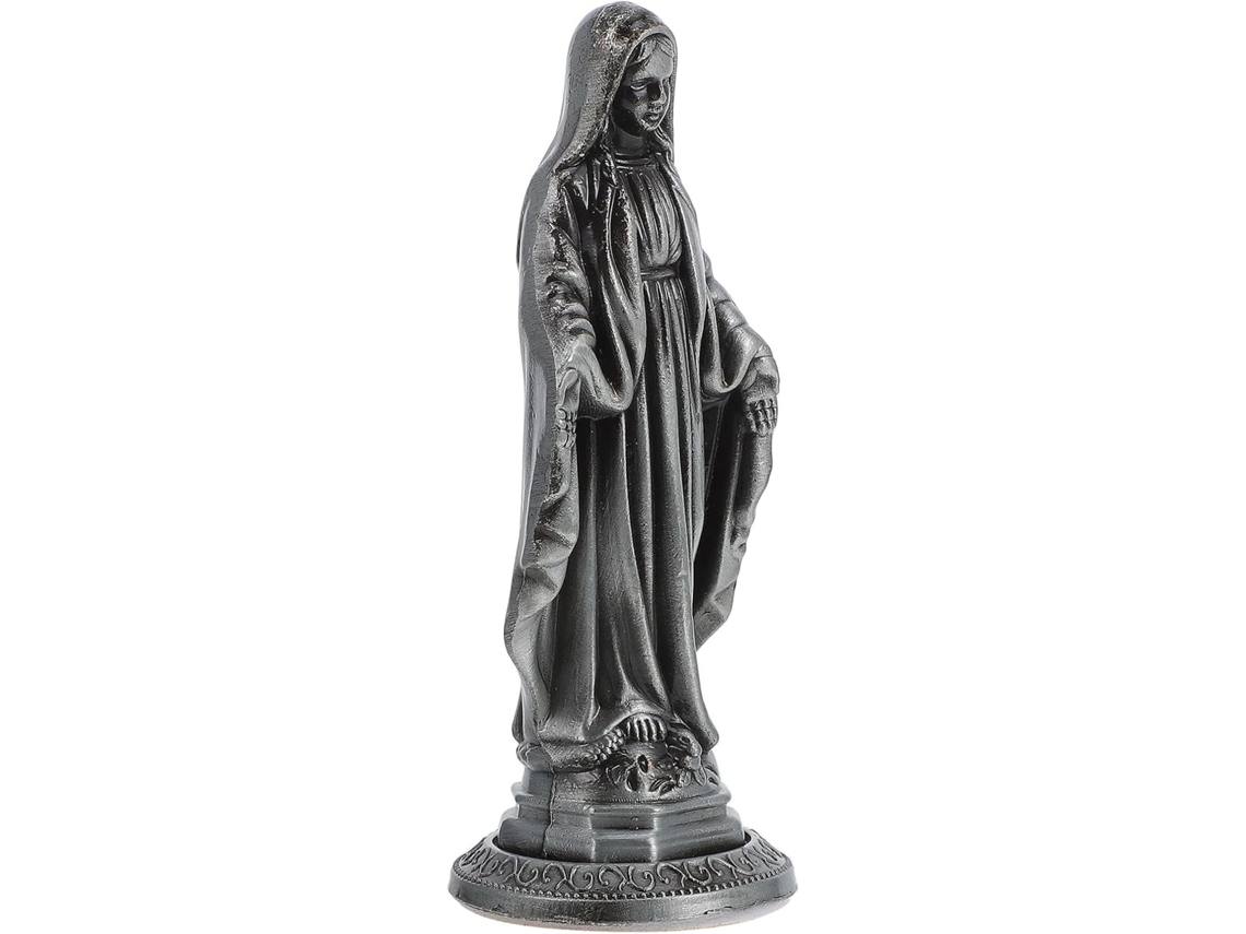 Estatua Virgen María Sólida Finamente Elaborada Aleación Plateado Decoración Religiosa Estar Dormitorio Zinc