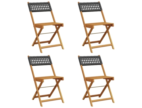 Conjunto 4 Silla De Jardín VIDAXL Negro Madera