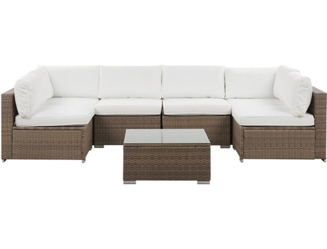 Conjunto de jardín de ratán blanco 6 plazas BELIANI Belvedere