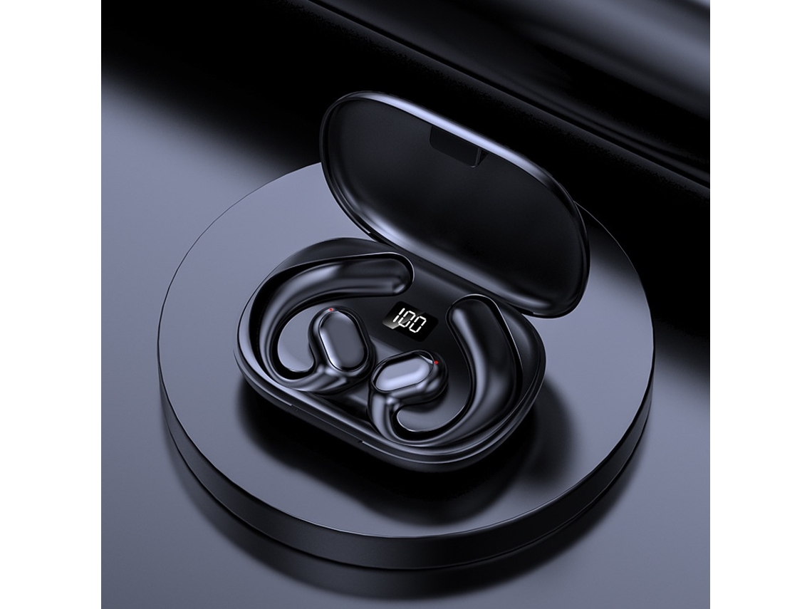 Auriculares inalámbricos para exteriores, auriculares Bluetooth con clip y tecnología de conducción ósea, con estuche de carga de 300 mAh.