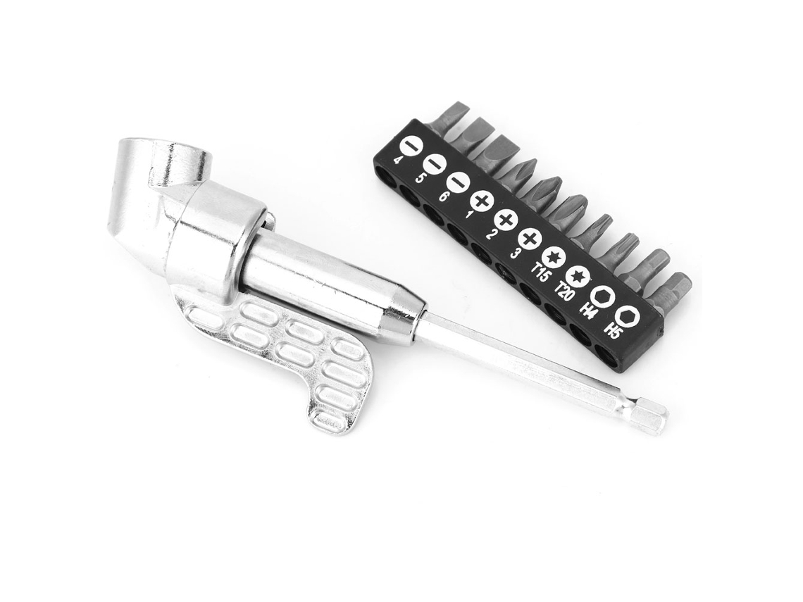 Adaptador de extensión para brocas hexagonales de 1/4 de pulgada a 105 grados para taladro eléctrico con 10 brocas.