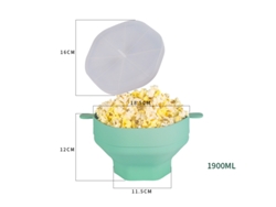 Bol plegable de silicona para palomitas de maíz en microondas con tapa, gran capacidad. MDUG (verde)