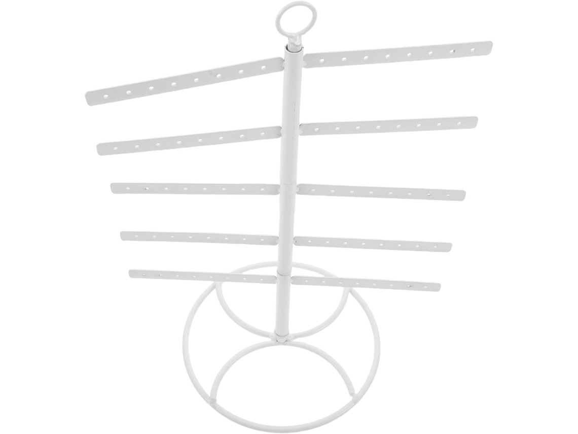 Soporte Para Pendientes Desmontable, De Varios Niveles Y Con Forma De T, Fabricado En Metal Blanco.