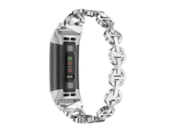 Correa de repuesto para reloj inteligente Fitbit Charge 3/4 con elegante decoración de diamantes de imitación de metal Ly Ebike
