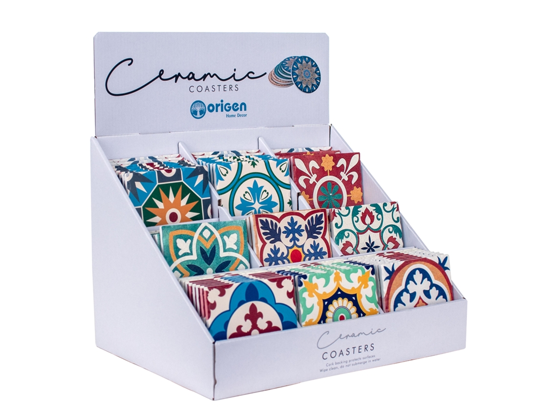 Posavasos Multicolor de Ceramica 1*11*11cm Set de 72 Unidades Posavasos Set 72 U