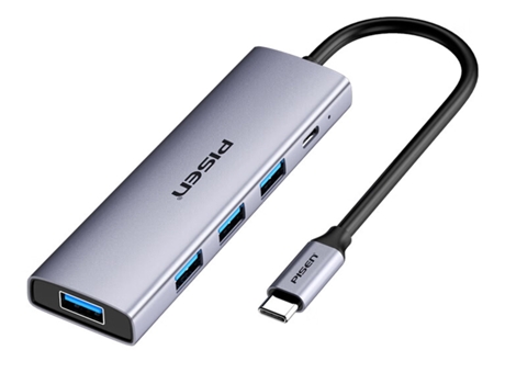 Adaptador PISEN Pgm-Hb08 5In1 Tipo-C a 4Usb3.0 Led 5V In para Huawei Mate40/P50 S20