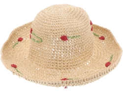Sombrero de paja beige versátil para mujer