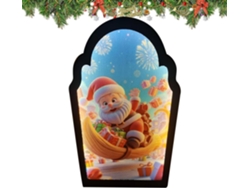 Espejo navideño holográfico con diseño de Papá Noel, espejo LED festivo con borde ondulado, decoración navideña M Slowmoose