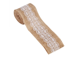 Cinta De Yute Natural Con Encaje Blanco, Estilo Rústico, Decoración Para Bodas, Fiestas Y Manualidades 6