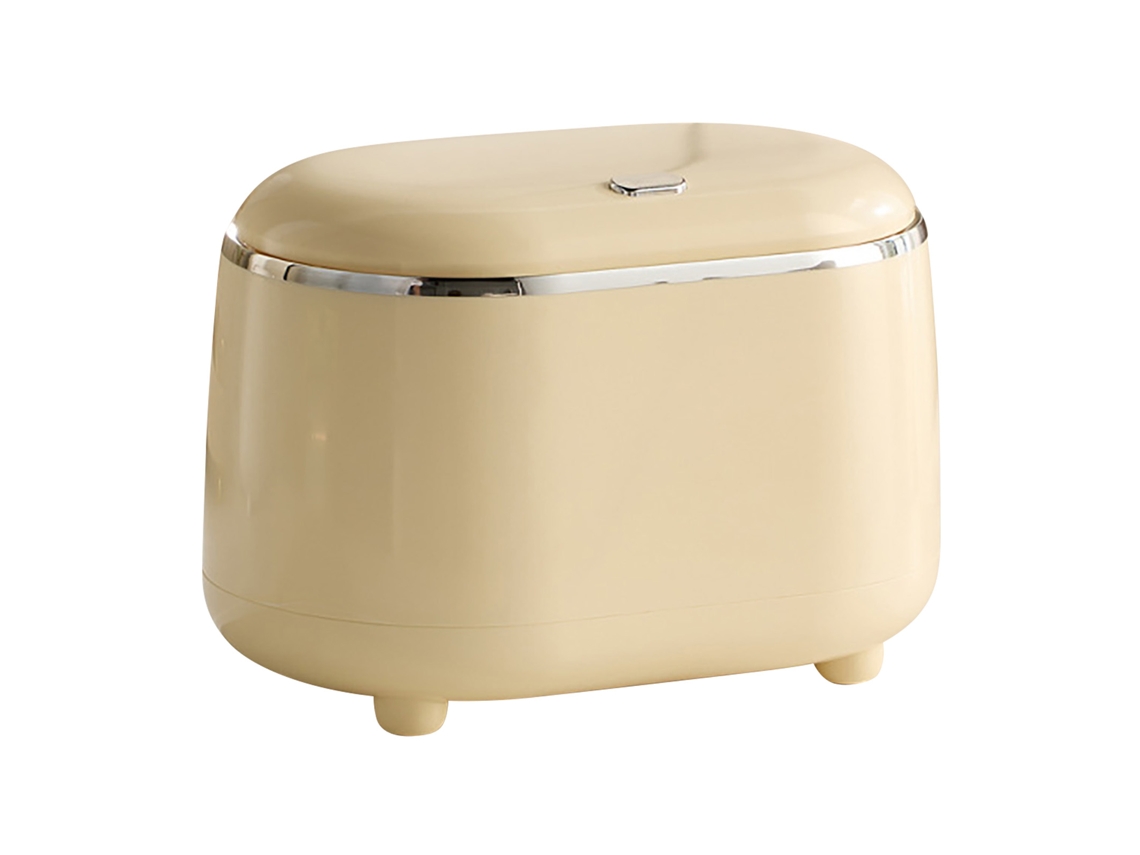 Lixo De Mesa Mini Cesto Com Tampa Boca Grande Abs Amarelo Para Escritório E Mesa