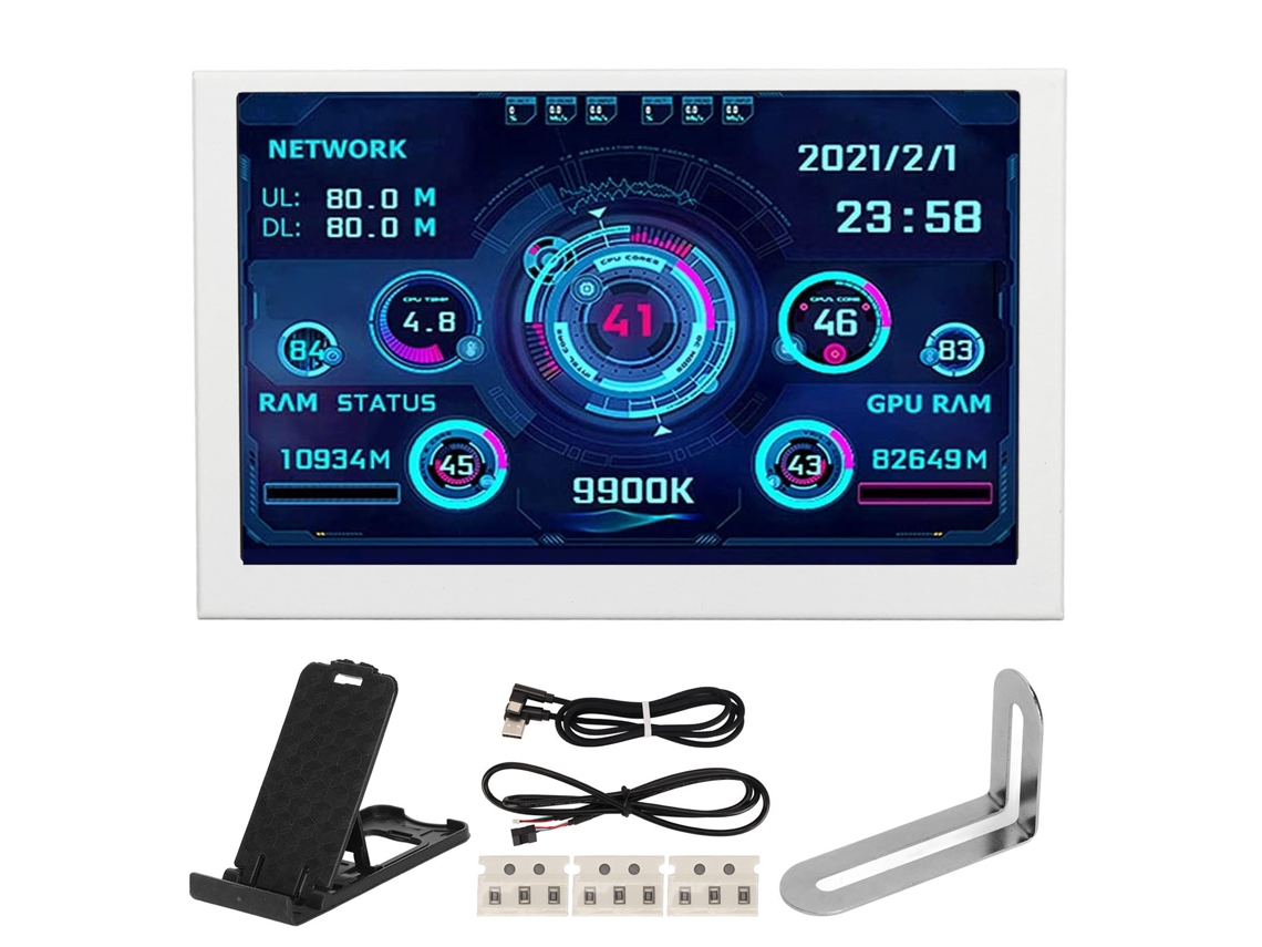 Baoj-2026monitor De Temperatura Usb De 5 Polegadas Para Pc Com Tela Mini, Mostra Dados De Cpu Gpu Ram Compatível Com Aida64 E Windows, Branco