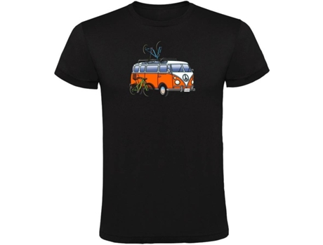 Camiseta de Hombre para Cicling KRUSKIS Hippie Van Mtb Negro (XL)