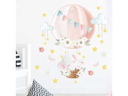 Rebe-calcomanías De Pared Removibles Con Globo Aéreo, Flores, Nubes Y Elefante Para Sala, Oficina, Dormitorio Y Cocina