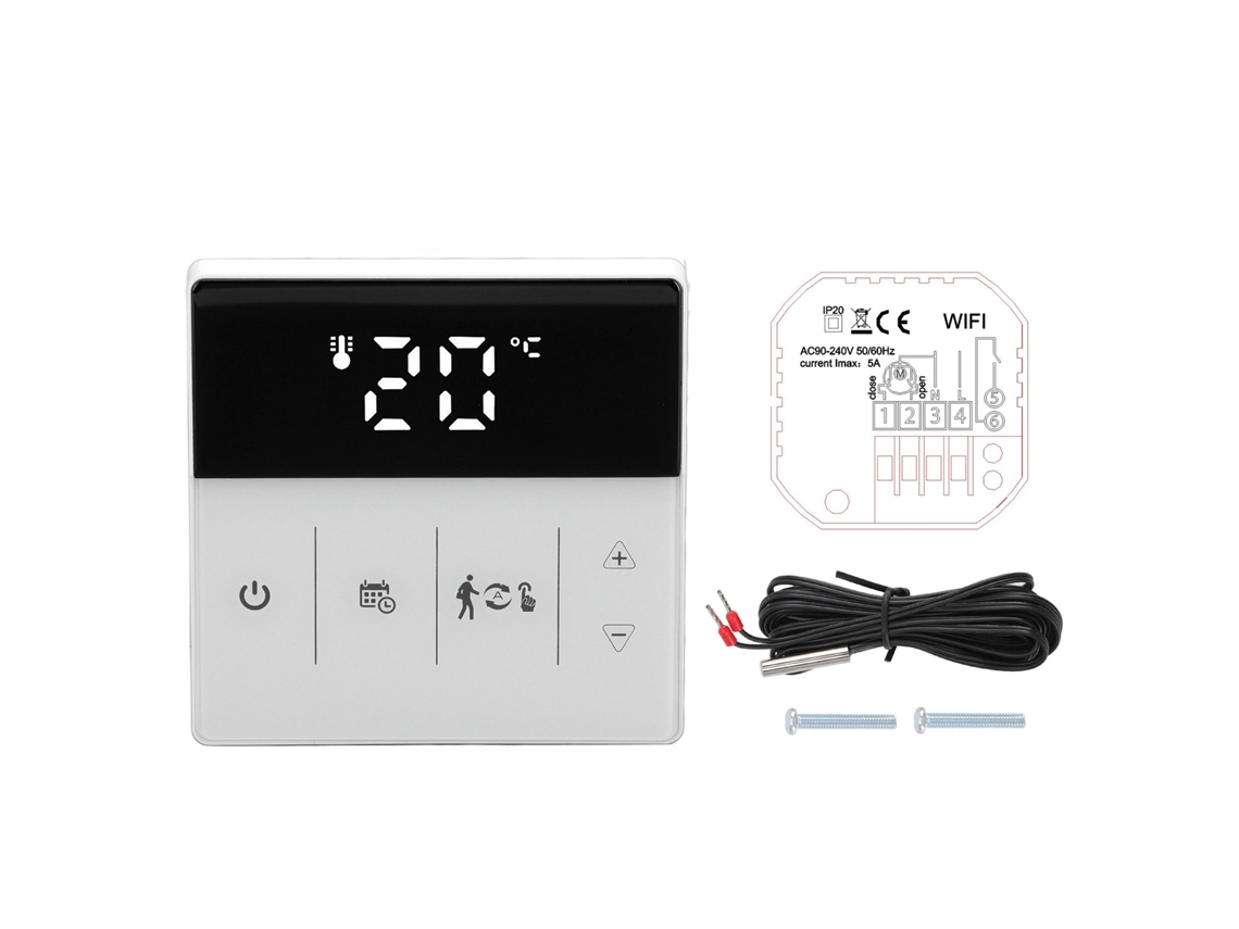 Termostato inteligente Wifi Digital Pantalla táctil LCD Negro ABS