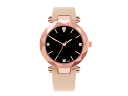 Reloj De Pulsera De Cuarzo Para Mujer Con Correa De Piel Sintética Y Esfera Beige Con Diseño De Cielo Estrellado.