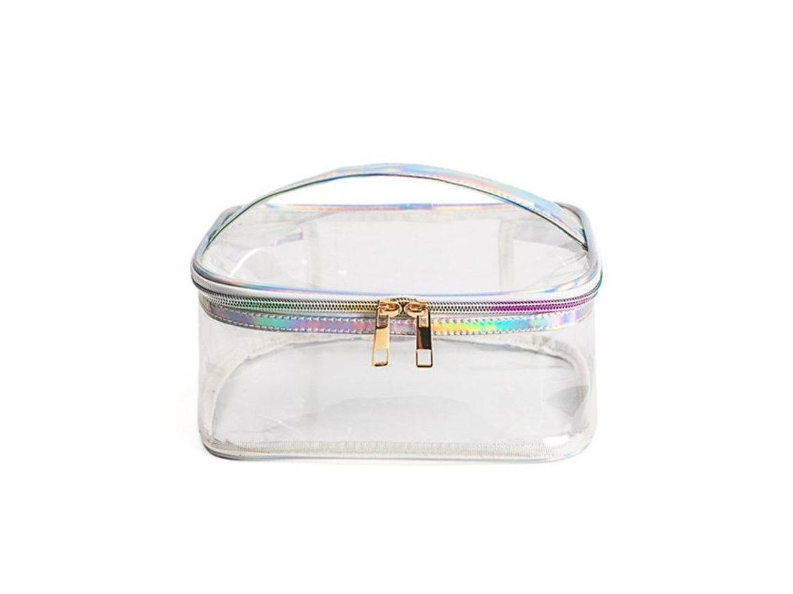 2026-bolsa De Maquillaje Transparente Resistente Al Agua, Organizador Portátil De Viaje De Pvc Con Doble Capa Y Asa Gruesa
