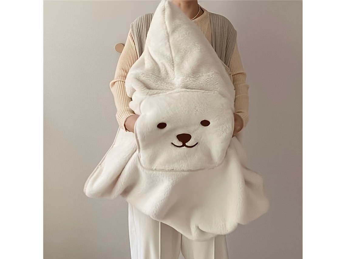 Acogedora Y Linda Manta De Franela Con Diseño De Abrazo De Oso, Suave, Cálida Y Perfecta Para Jóvenes Que Amamantan, Color Marfil Chrui