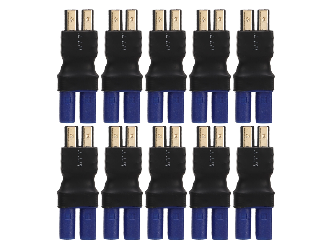 10 Adaptadores Ec5 A Traxxas Macho De Goma, Plástico Y Cobre Para Coche, Avión, Barco, Rc, Seguros Y Ligeros.