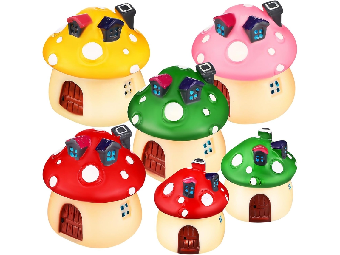 Mini Decoraciones De Resina Con Forma De Setas Para Jardín, 6 Piezas, Figuritas Para