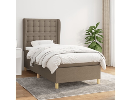 vidaXL Cama con somier y colchón 90x190 cm tela gris marrón