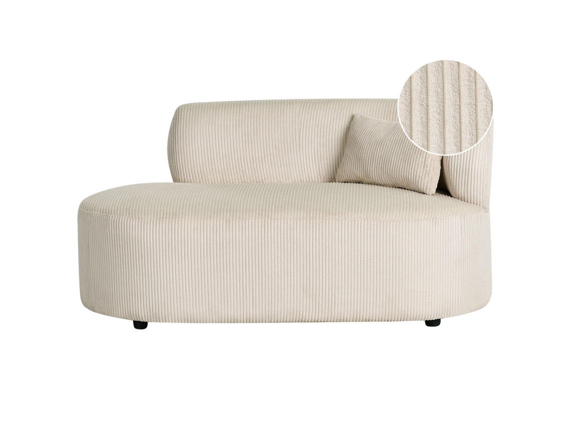 Chaise Longue À Direita Beliani Vanvey De Bombazine Creme 147x78x73