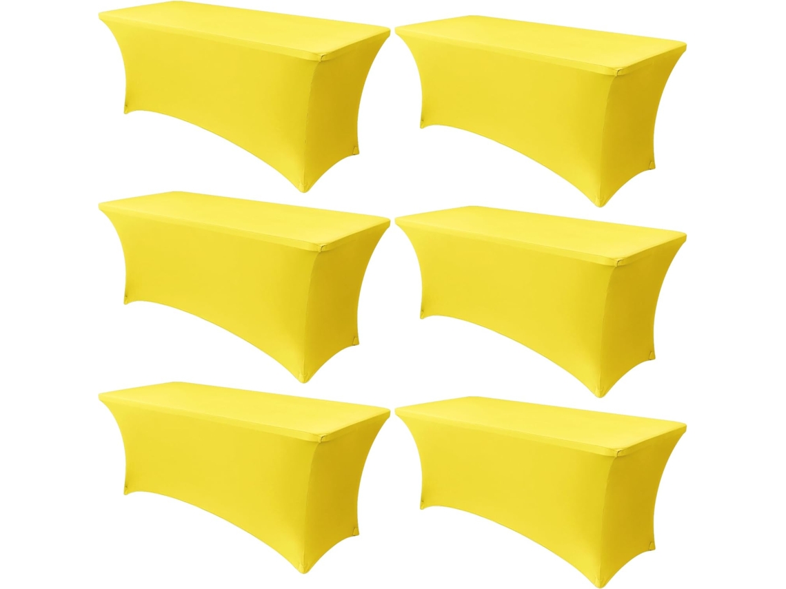 Mantel Rectangular Elástico De Spandex Para Bodas, Banquetes Y Fiestas (6 Piezas, Amarillo/183x75x75cm) Gertiz
