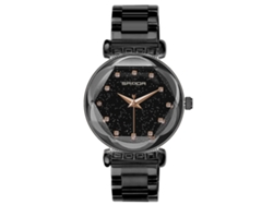 Reloj De Pulsera De Cuarzo Para Mujer Con Brazalete De Acero Inoxidable, Resistente Al Agua, A La Moda (negro)