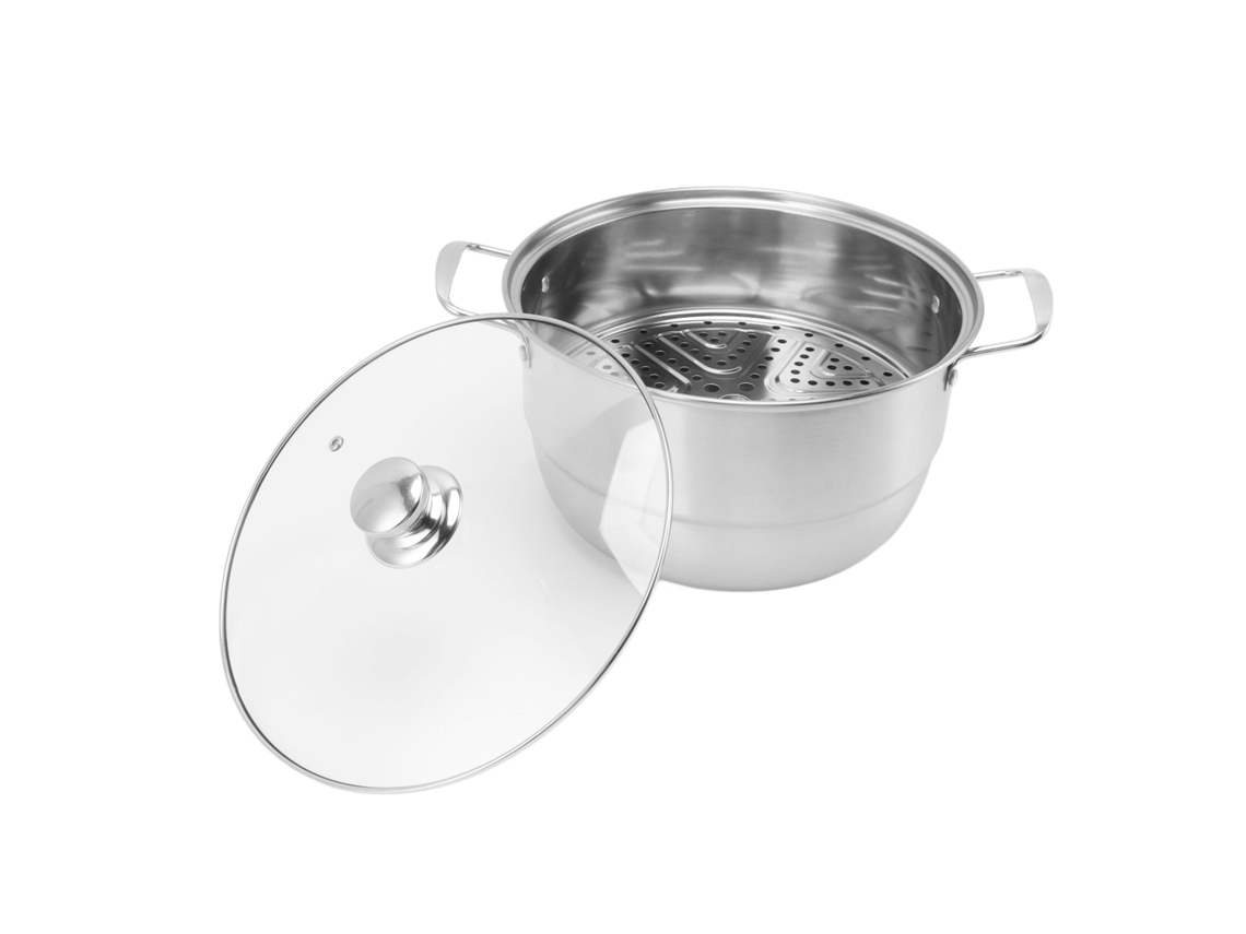 Vaporera Multicapa De Acero Inoxidable Con Tapa De Vidrio, Gran Capacidad, Compatible Con Inducción.
