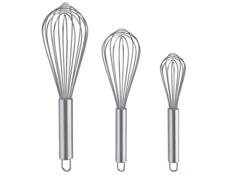 Batidores de 3 piezas para cocinar, batidor de acero inoxidable para mezclar, batir, batir y revolver