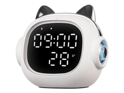 2026-linjou Reloj Despertador Con Altavoz Bluetooth, 2 Alarmas Independientes, Luz Nocturna Ajustable (blanco)
