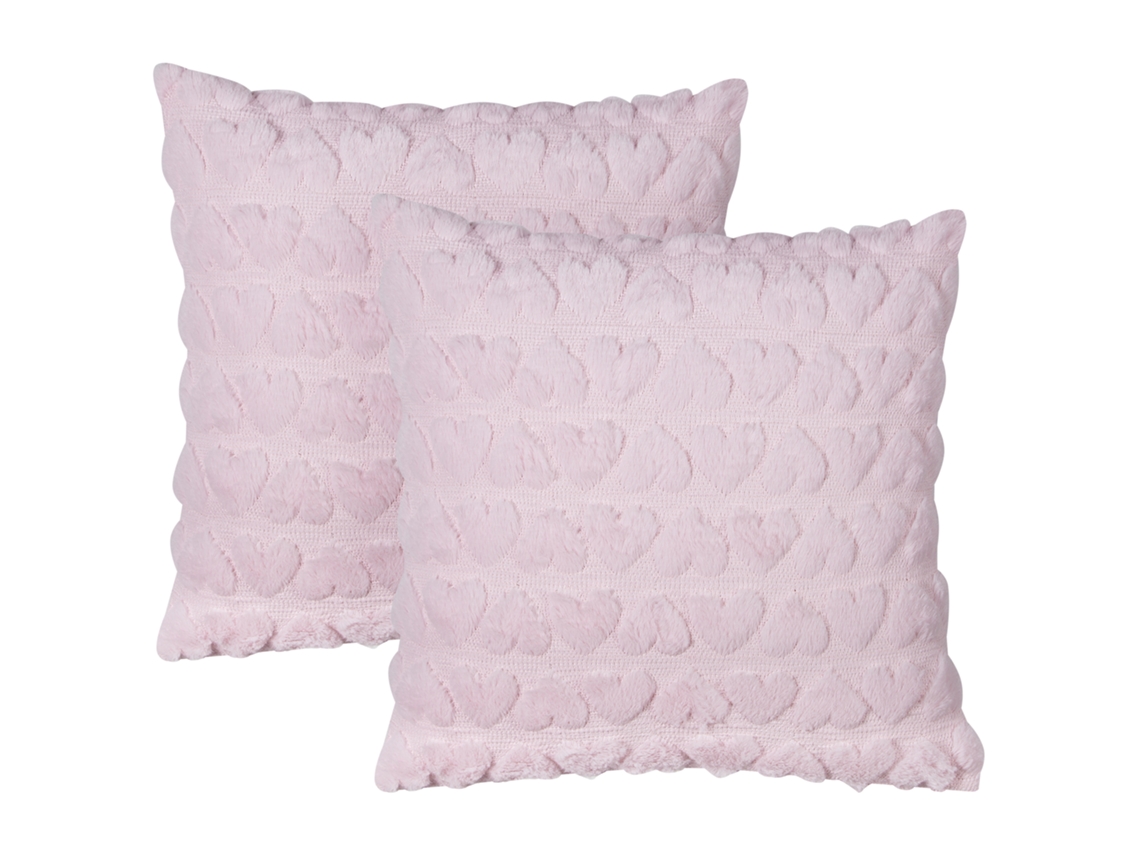 Juego de cojines con motivo de corazones BELIANI Astrantia de Poliéster Rosa 45x45x7