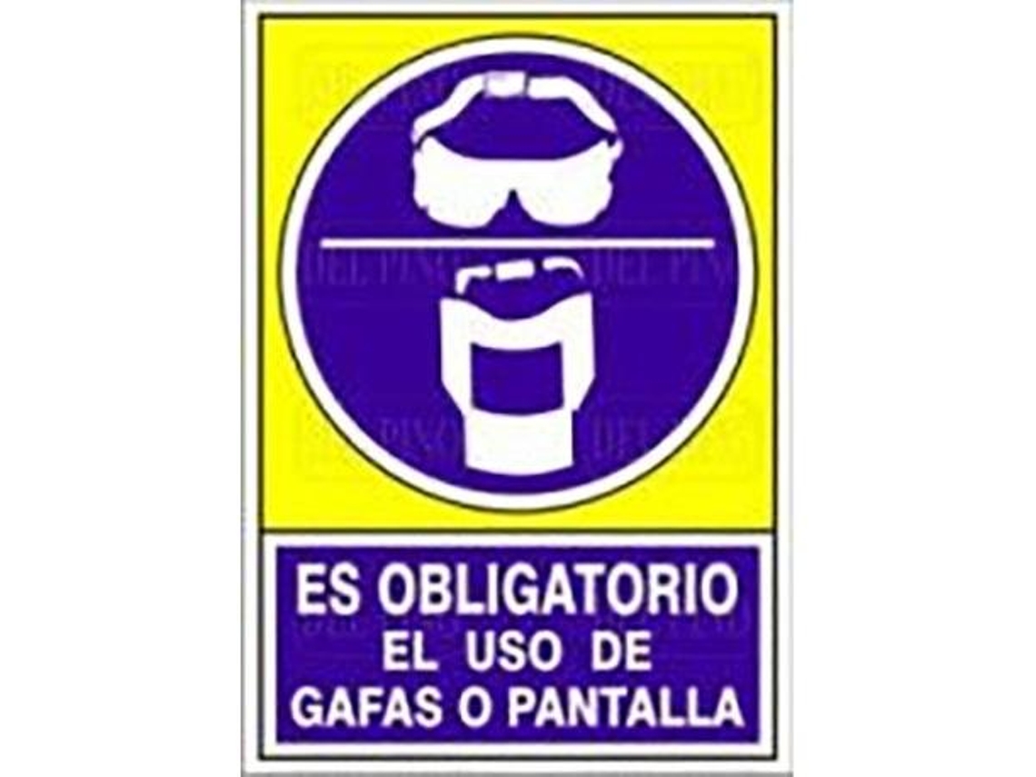 Señal 611 plastico 490x345 obli.gafa/pant es obligatorio el uso de gafa o pantalla