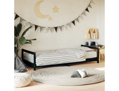 Estructura De Cama Para Niños VIDAXL Negro Madera (90x200 cm)