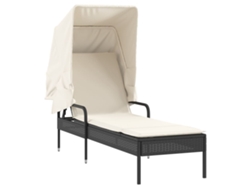 Tumbona de mimbre negra con dosel MAISON EXCLUSIVE